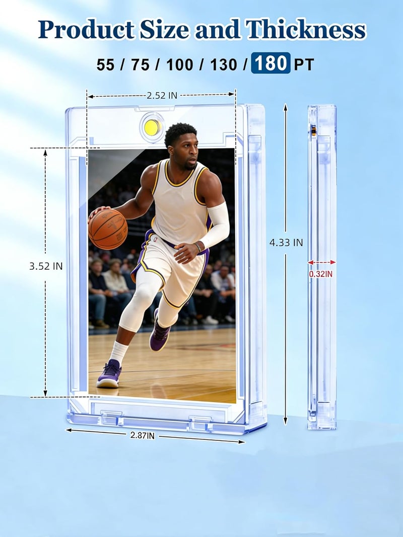 YZtree 180 pt Magnetic Card Case: 40ct One Touch Card Holders for Trading Cards, U-V Protection Hard Cards Sleeves Case for Sports Game Cards, Football, Baseball - Image 2